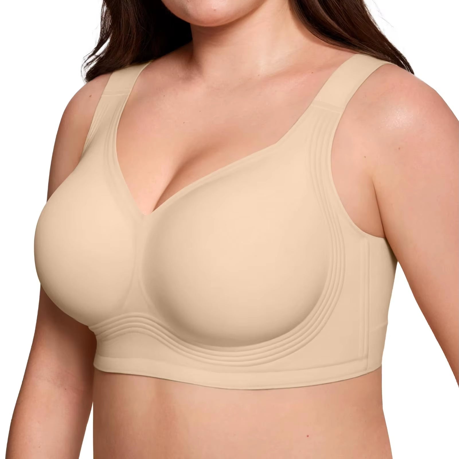 Breast Prothes Bra Smooth V Neck Women Seamless Wireless Removable Padded Push up Bra Soft Comfort Wire Free anti Sagging Bra