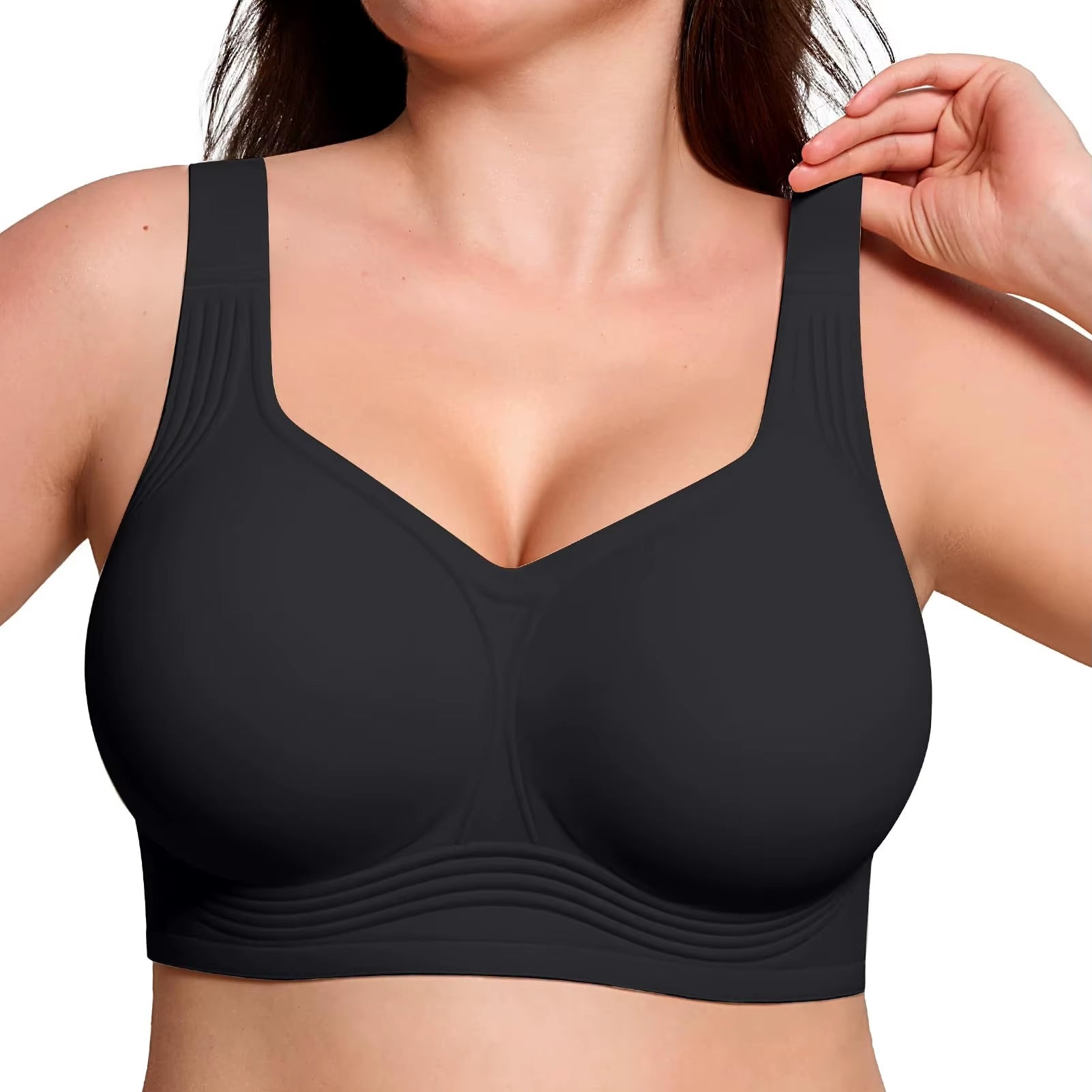 Breast Prothes Bra Smooth V Neck Women Seamless Wireless Removable Padded Push up Bra Soft Comfort Wire Free anti Sagging Bra