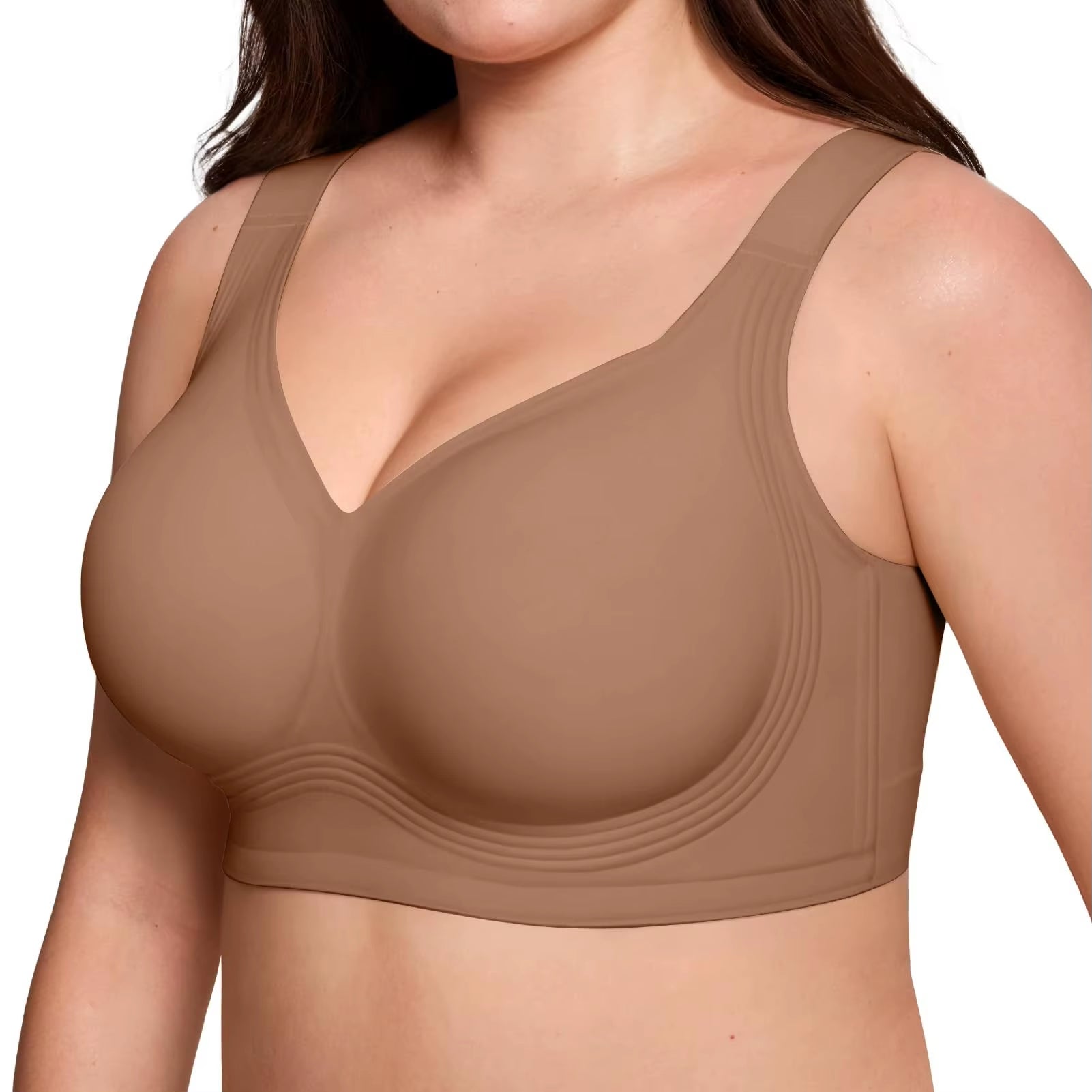 Breast Prothes Bra Smooth V Neck Women Seamless Wireless Removable Padded Push up Bra Soft Comfort Wire Free anti Sagging Bra