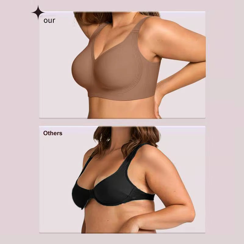 Breast Prothes Bra Smooth V Neck Women Seamless Wireless Removable Padded Push up Bra Soft Comfort Wire Free anti Sagging Bra