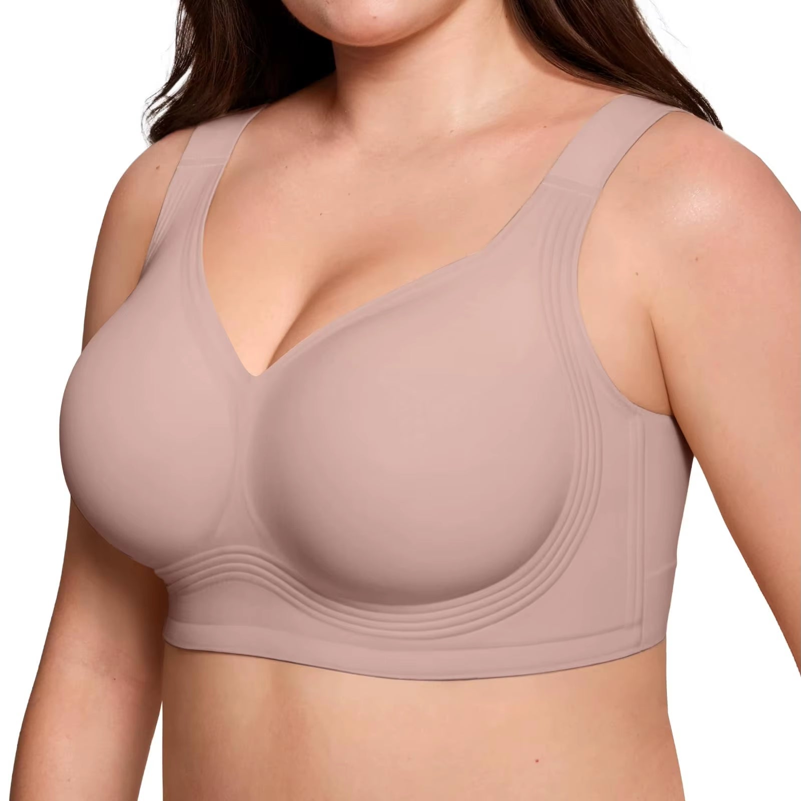 Breast Prothes Bra Smooth V Neck Women Seamless Wireless Removable Padded Push up Bra Soft Comfort Wire Free anti Sagging Bra